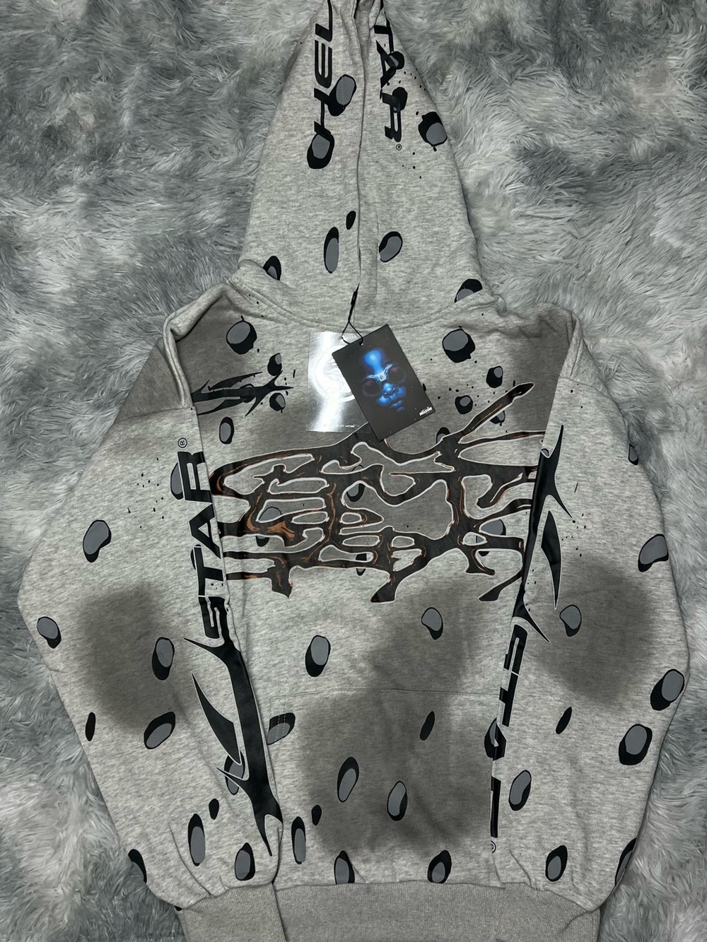 Hellstar Gray Graphic Hoodie with Black Accent Print - Streetwear
